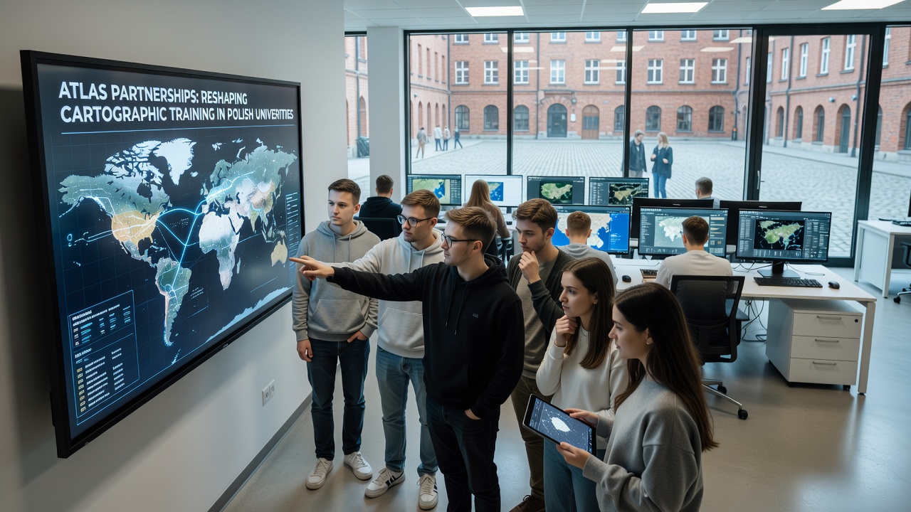 Cartography lab session at a Polish university with atlas partnership resources